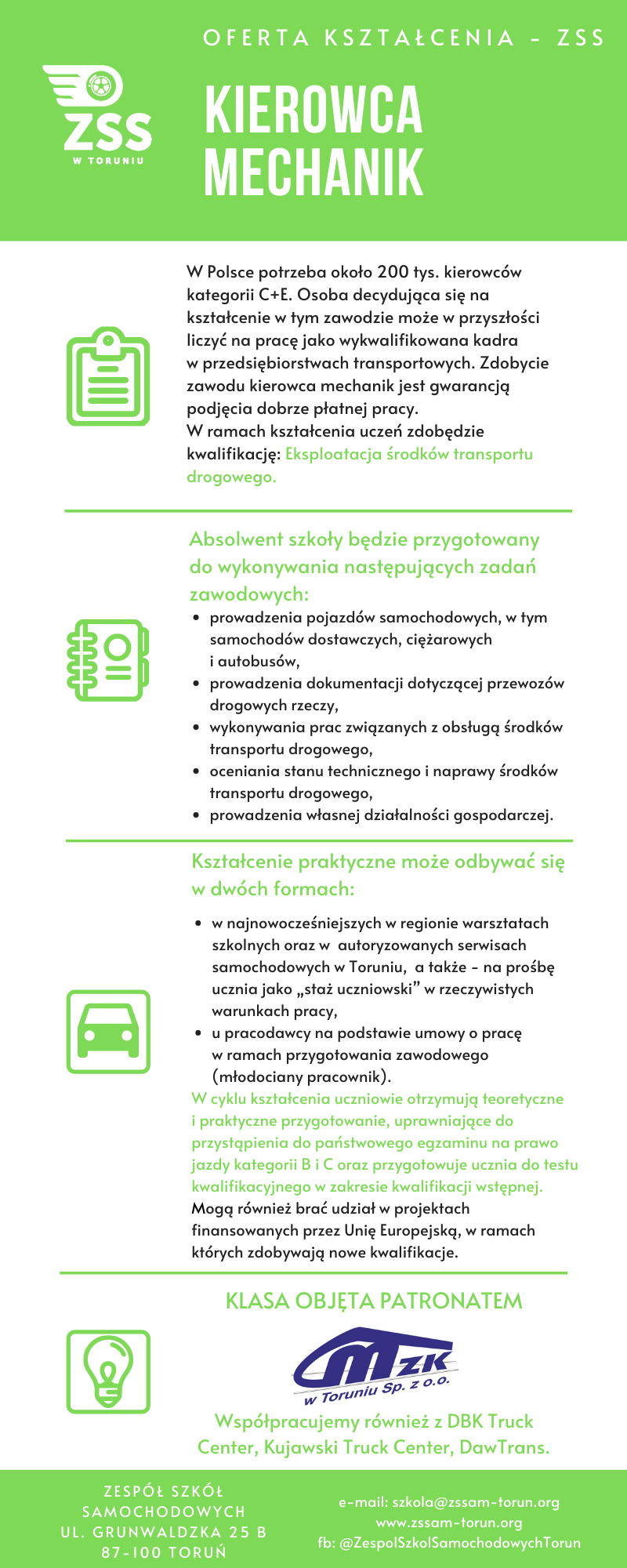 Kierowca mechanik - Zespół Szkół Samochodowych w Toruniu